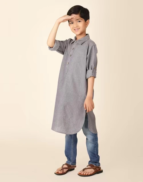 Grey Cotton Pathani