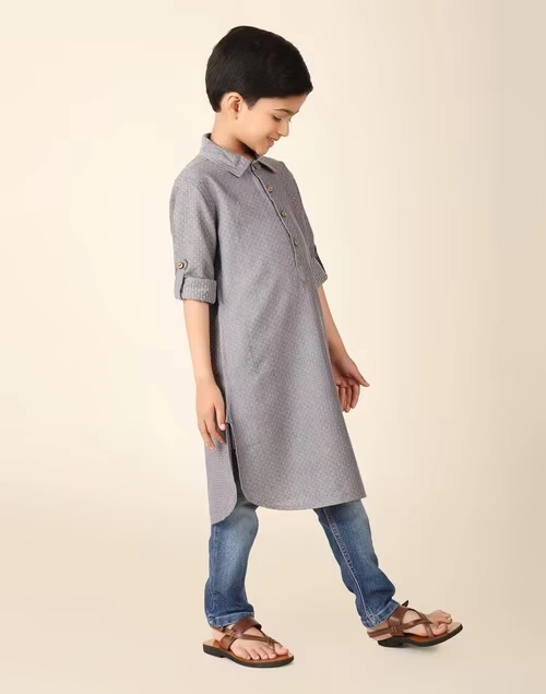 Grey Cotton Pathani