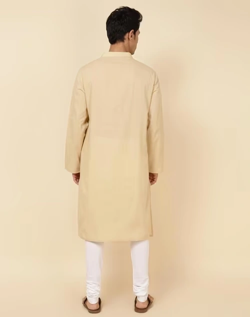 Beige Cotton Woven Long Kurta 3 Beige Cotton Woven Long Kurta