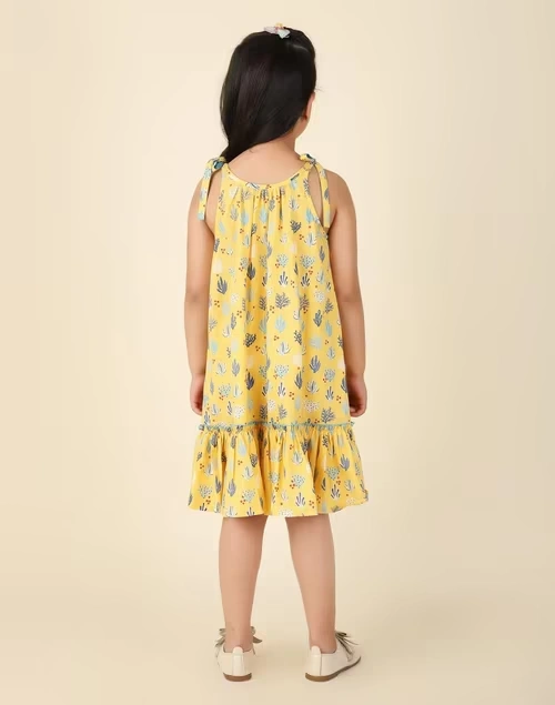 Yellow Cotton Printed Dress