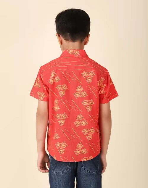Red Cotton Printed Shirt