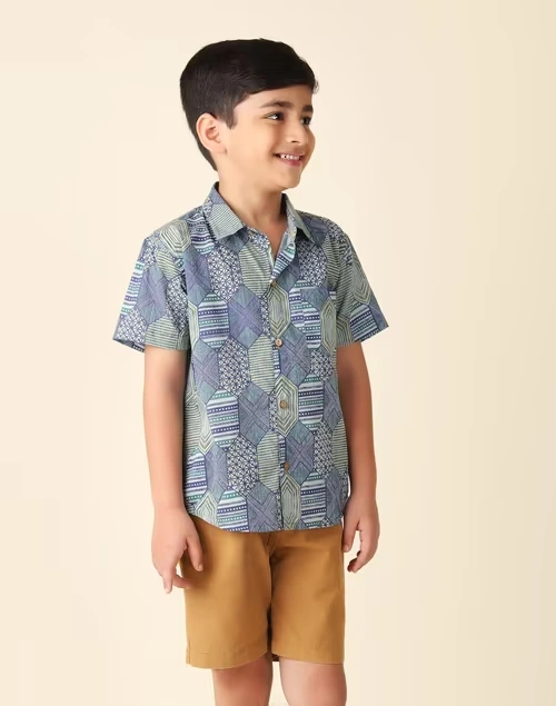 Blue Cotton Hand Block Printed Shirt 3 Blue Cotton Hand Block Printed Shirt