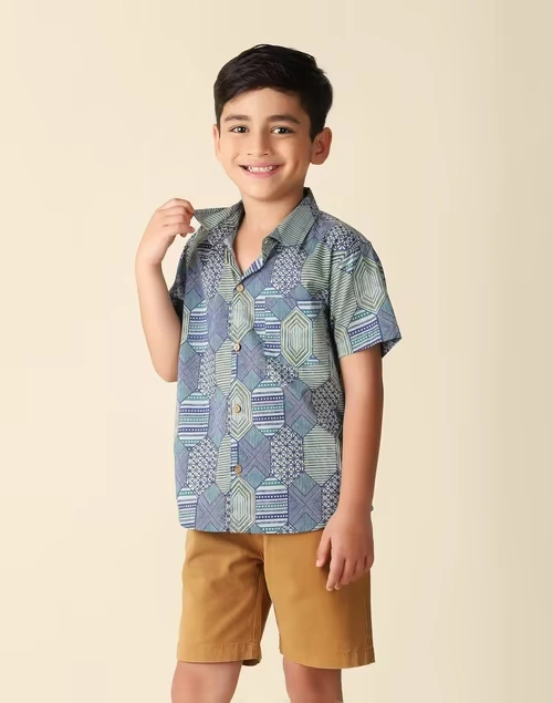 Blue Cotton Hand Block Printed Shirt 4 Blue Cotton Hand Block Printed Shirt