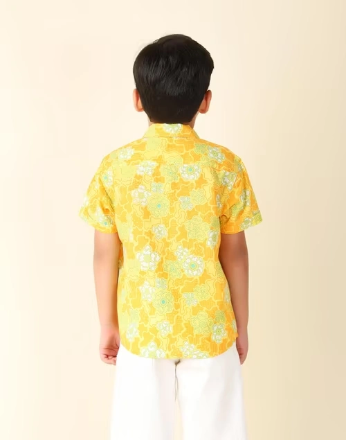 Yellow Cotton Printed Shirt