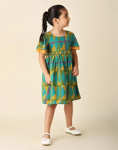 Green Cotton Printed Dress 3 Green Cotton Printed Dress