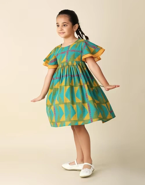 Green Cotton Printed Dress 4 Green Cotton Printed Dress