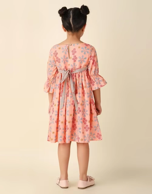 Pink Cotton Printed Dress