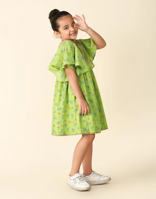 Green Cotton Printed Dress 4 Green Cotton Printed Dress