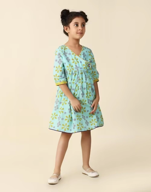 Light Blue Cotton Printed Dress 3 Light Blue Cotton Printed Dress