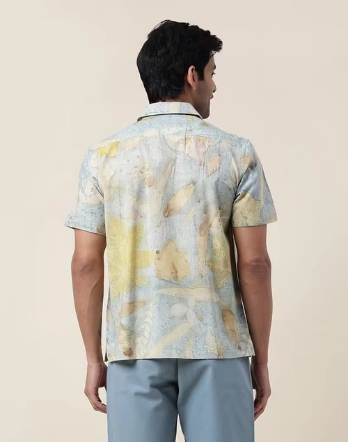 Indigo Cotton Printed Bush Shirt 4 Indigo Cotton Printed Bush Shirt