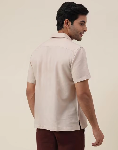 Beige Linen Blend Bush Shirt 4 Beige Linen Blend Bush Shirt