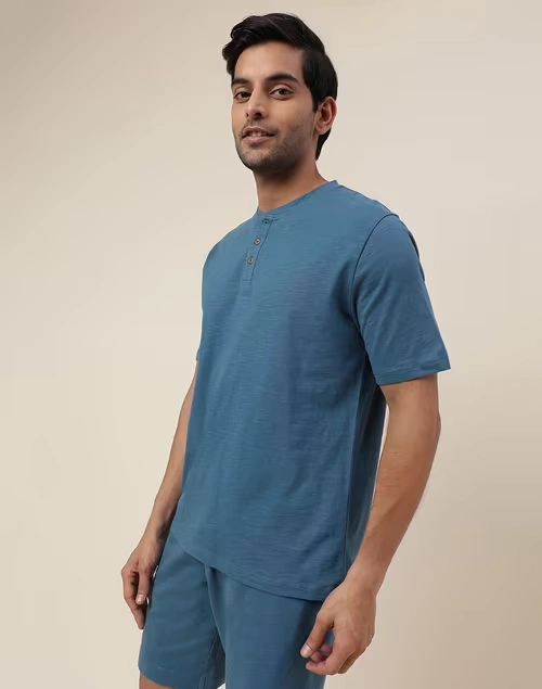 Blue Organic Cotton Knit Tee