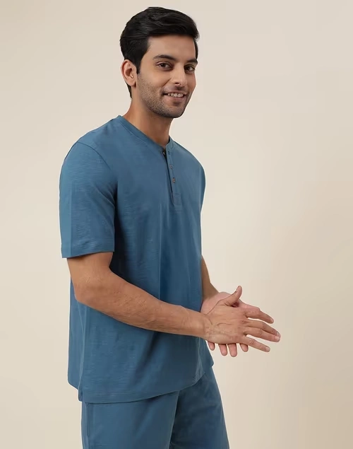 Blue Organic Cotton Knit Tee