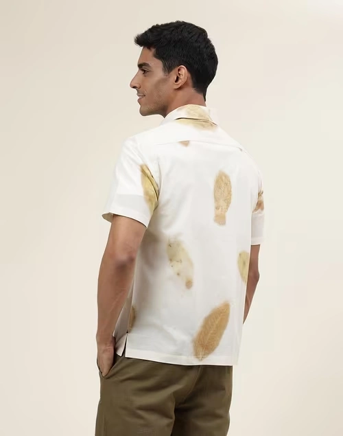 Yellow Cotton Printed Bush Shirt