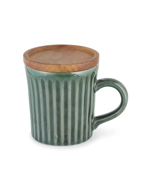 Green Ashvath Ceramic Mug With Lid 3 Green Ashvath Ceramic Mug With Lid