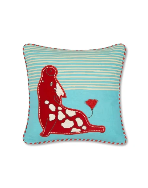 Blue Cotton Printed Natkhat Kids Cushion Cover