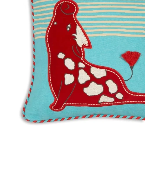 Blue Cotton Printed Natkhat Kids Cushion Cover