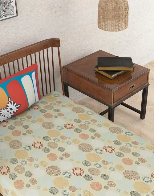 Multi Cotton Printed Natkhat Single Bed Sheet With 1 Pillow Covers