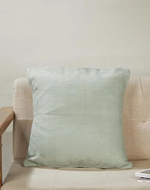 Green Cotton Woven Cushion Cover 50X50