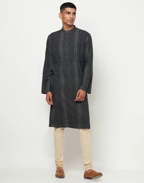Cotton Ajrakh Print Long Kurta