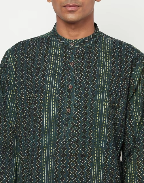 Cotton Ajrakh Print Long Kurta