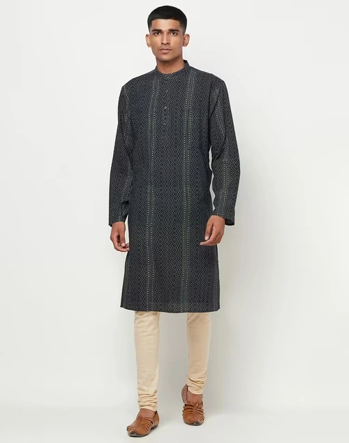 Cotton Ajrakh Print Long Kurta 3 Cotton Ajrakh Print Long Kurta