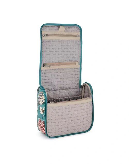 Teal Kanan Cotton Printed Toiletery Bag 3 Teal Kanan Cotton Printed Toiletery Bag