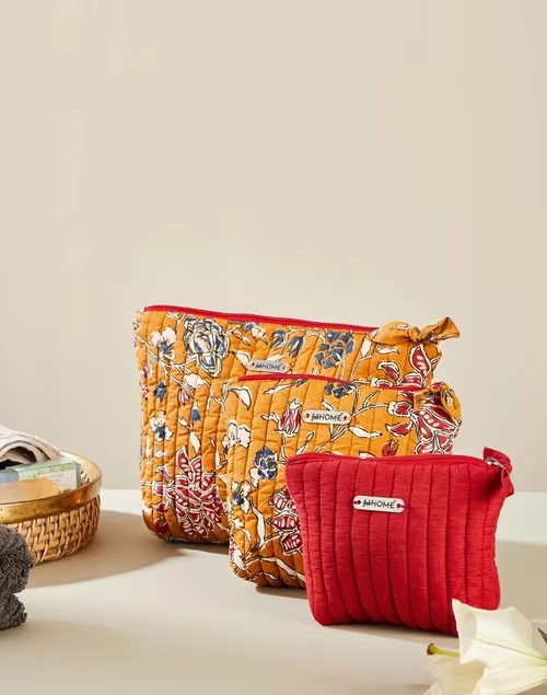 Ochre Inajaal Cotton Toiletery Bag 3Pc Set
