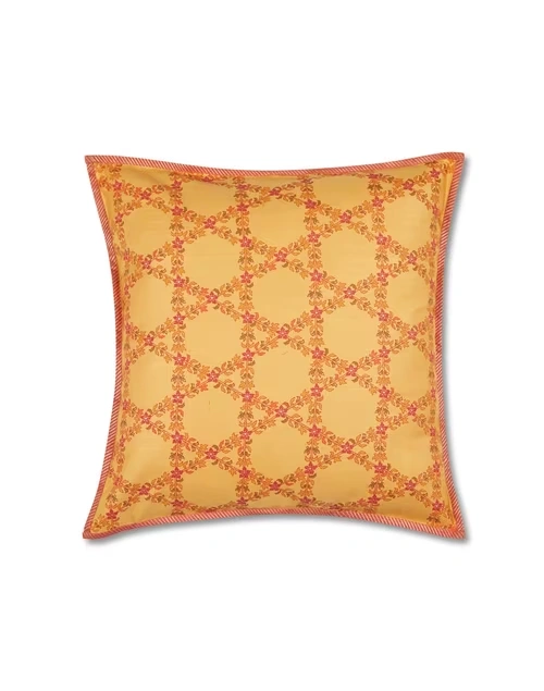 Yellow Noor Viscose Blend Printed Cushion Cover