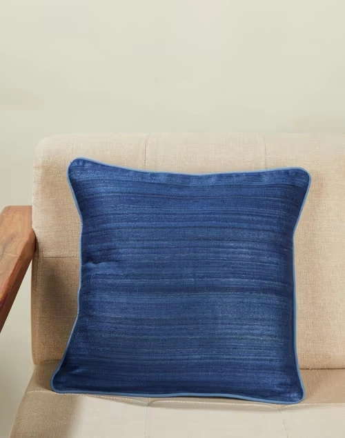 Blue Deeva Silk Woven Cushion Cover