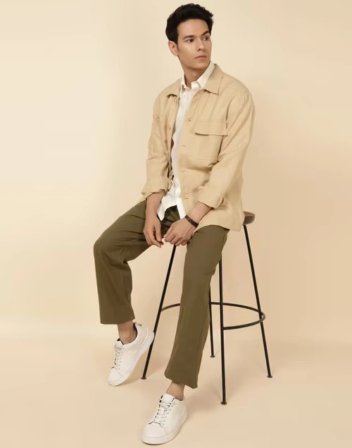 Natural Cotton Linen Utility Jacket