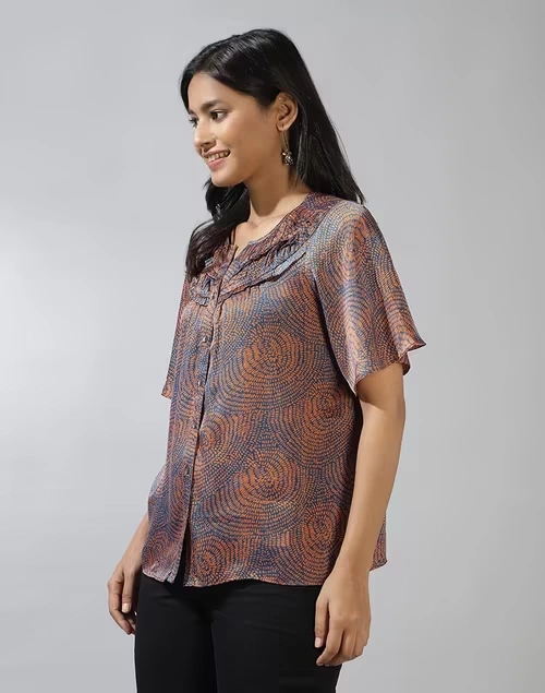 Blue Rayon Blend Hand Block Printed Top 4 Blue Rayon Blend Hand Block Printed Top