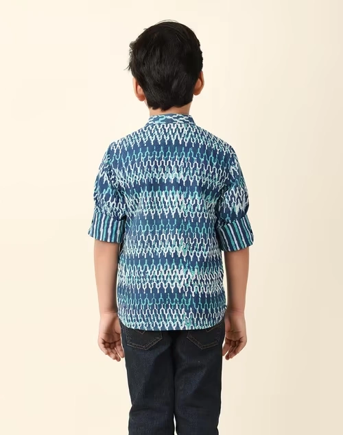 Indigo Cotton Hand Block Printed Short Kurta
