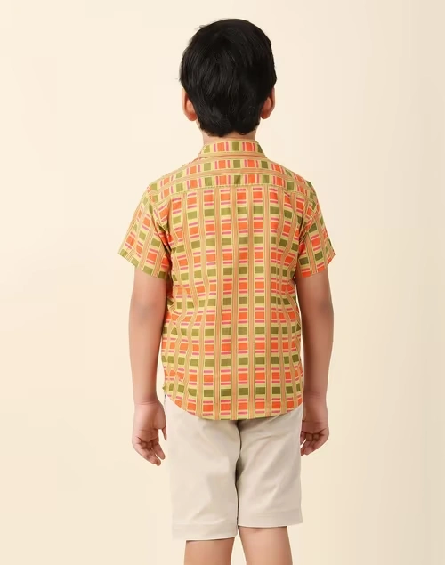 Green Cotton Printed Shirt