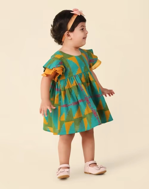 Green Cotton Printed Dress 3 Green Cotton Printed Dress