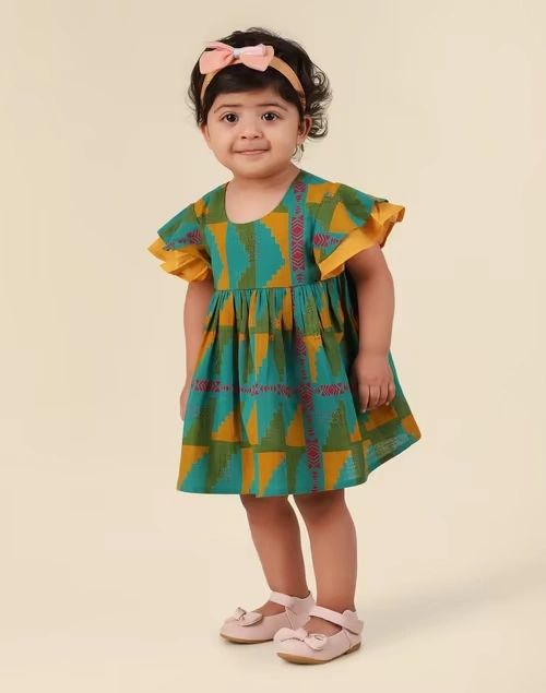 Green Cotton Printed Dress 4 Green Cotton Printed Dress