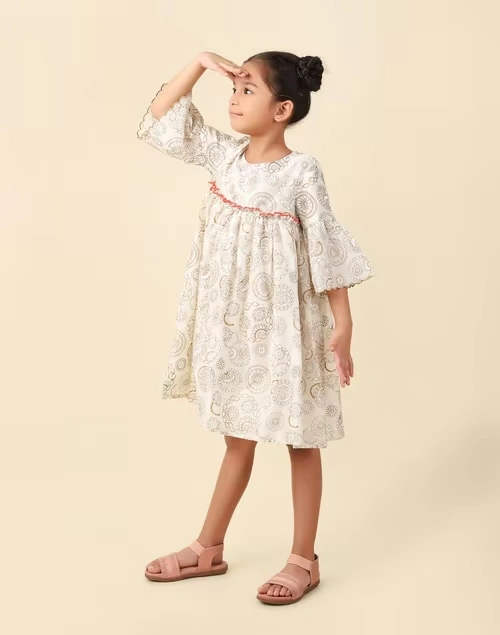 Natural Cotton Silk Printed Dress 4 Natural Cotton Silk Printed Dress