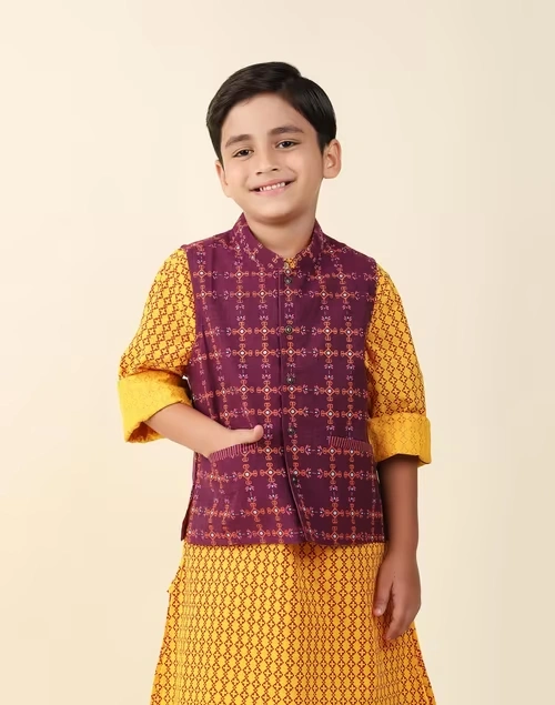 Purple Cotton Printed Jacket