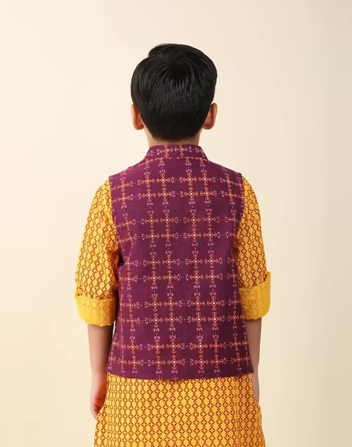 Purple Cotton Printed Jacket