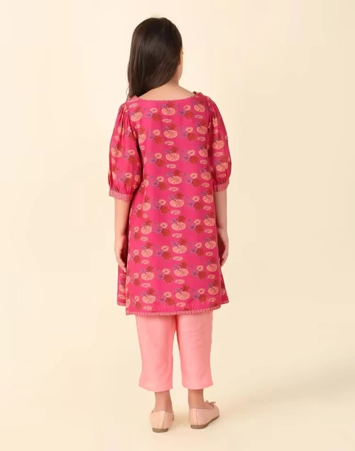 Pink Rayon Blend Printed 3Pc Salwar Set 4 Pink Rayon Blend Printed 3Pc Salwar Set
