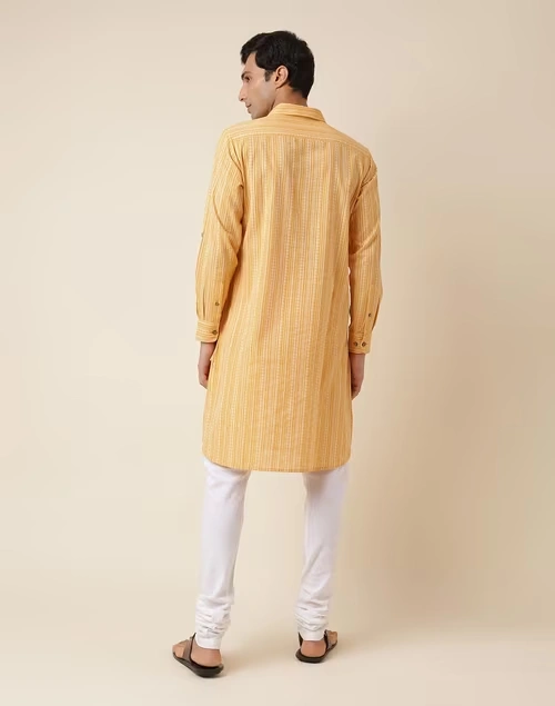 Yellow Cotton Dobby Pathani 4 Yellow Cotton Dobby Pathani