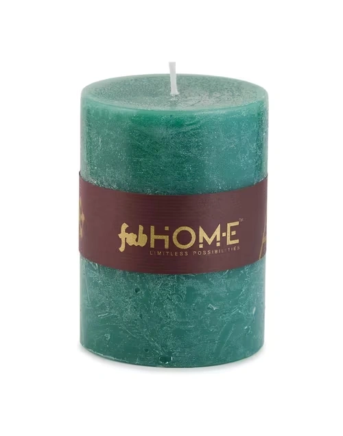 Teal Pillar Candle White Lilly Fragrance 3x4